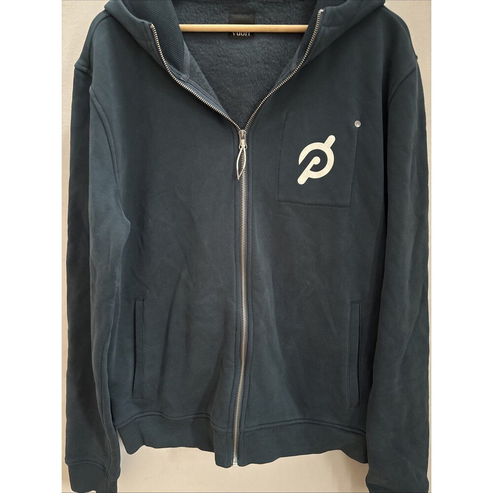 Vuori X Peloton Men's Rise & Shine Zip Up Fleece Hoodie Cotton Blend Blue XL